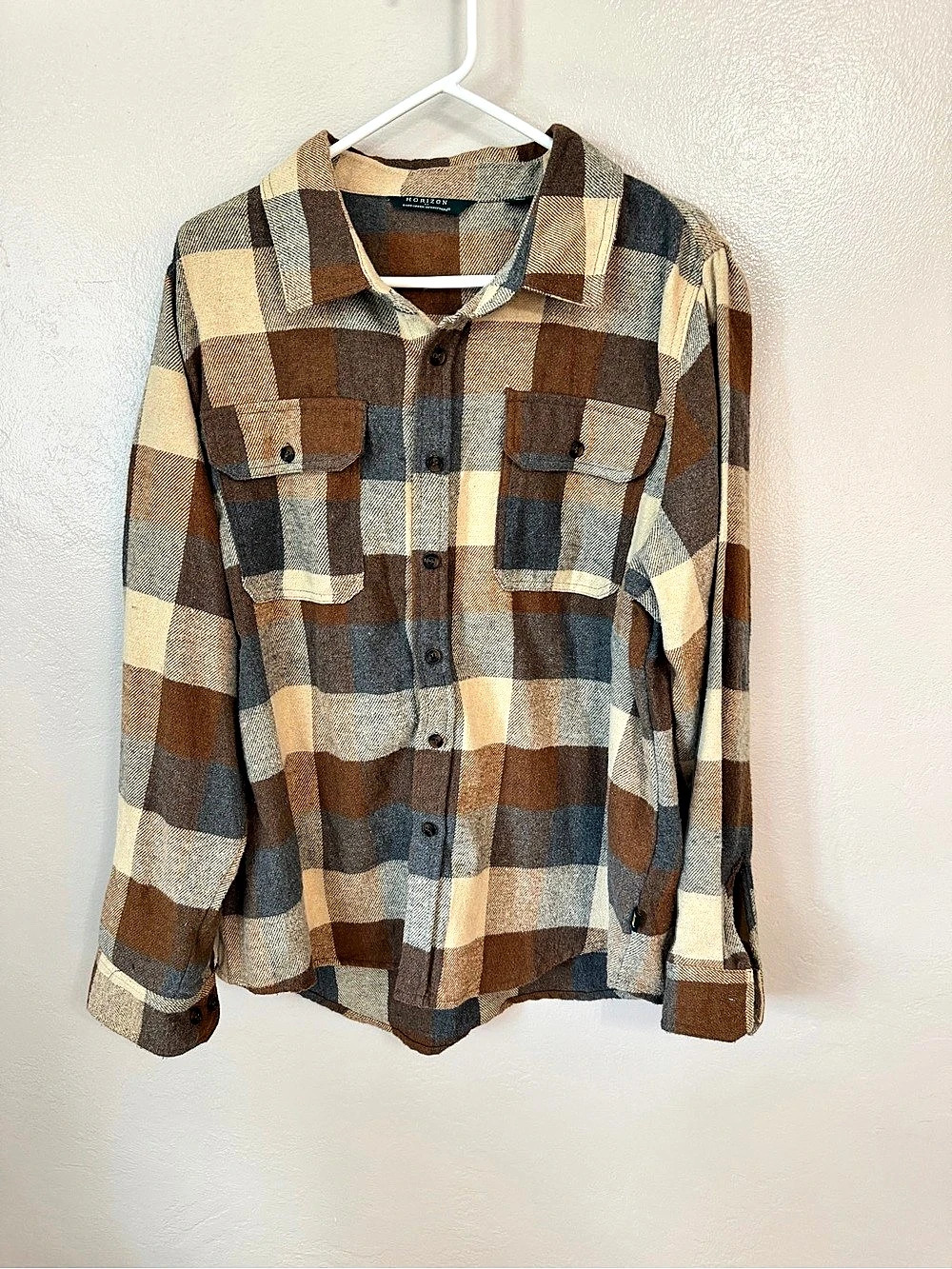 Horizon Plaid Button Down Shirt in Brown & Gray